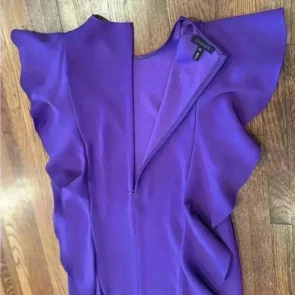 Escada Cascade Ruffle Sleeveless Straight Chemise Dress Purple Size 32 XS - Picture 6 of 8